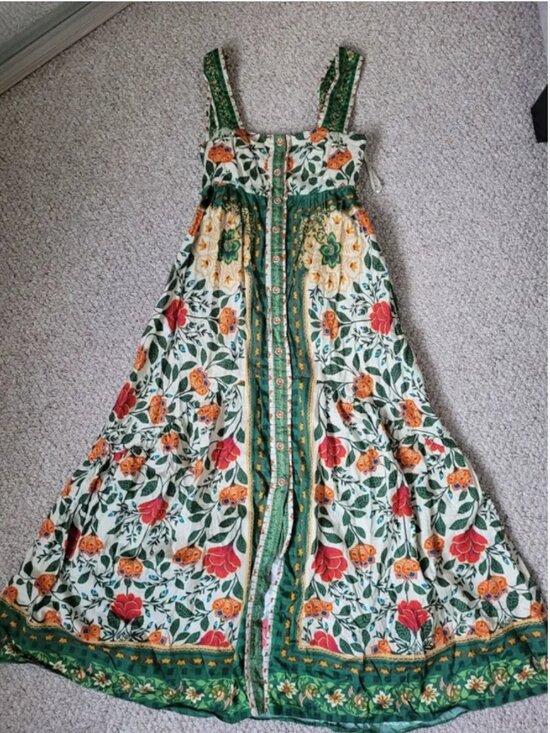 Farm Rio Maxi Button Cotton Floral Front Closure Dress size M - Picture 5 of 8